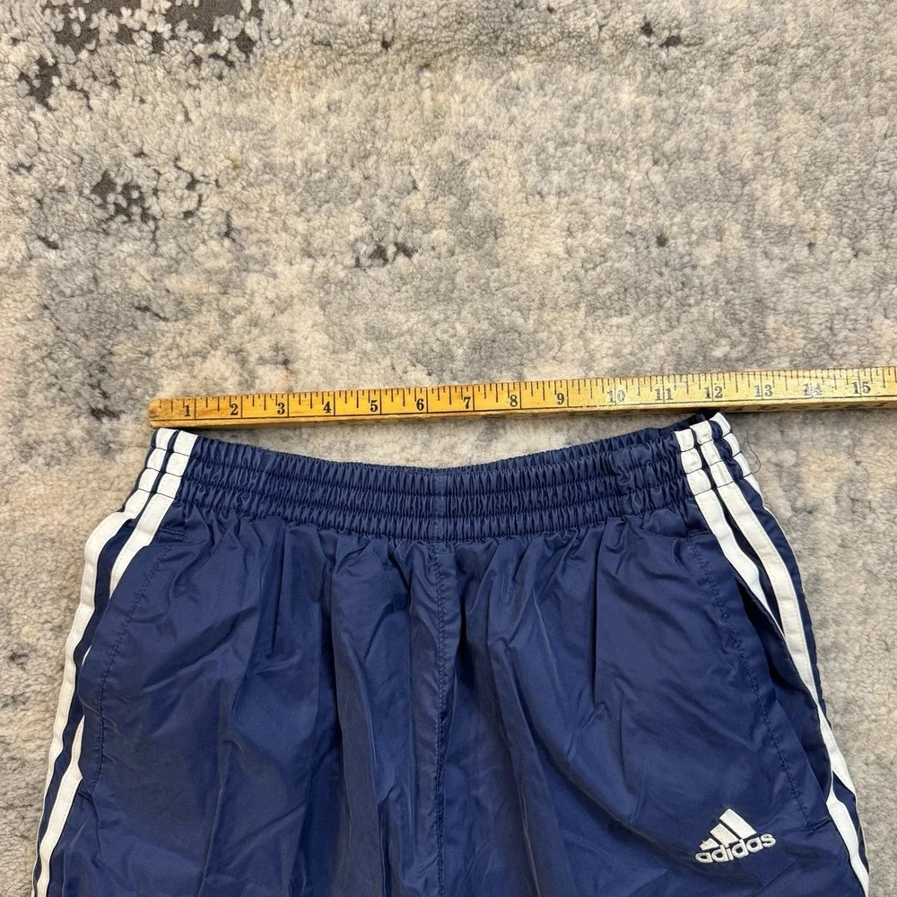 Vintage Y2K Adidas Track Pants Men M Blue Nylon Lined Swooshy Retro 2000s